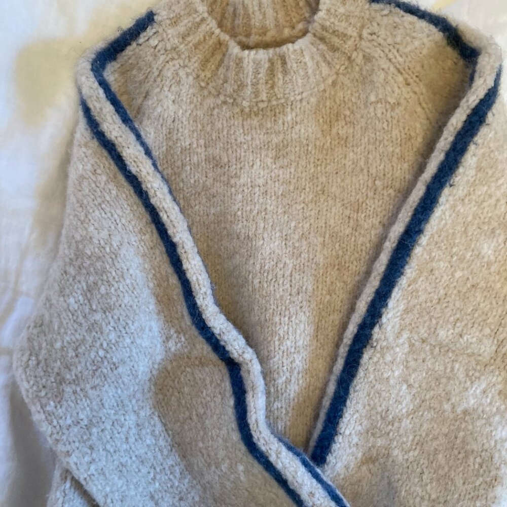 Paloma Wool Grand Slam Sweater - Cream w/ Blue Stripes (Size Small)